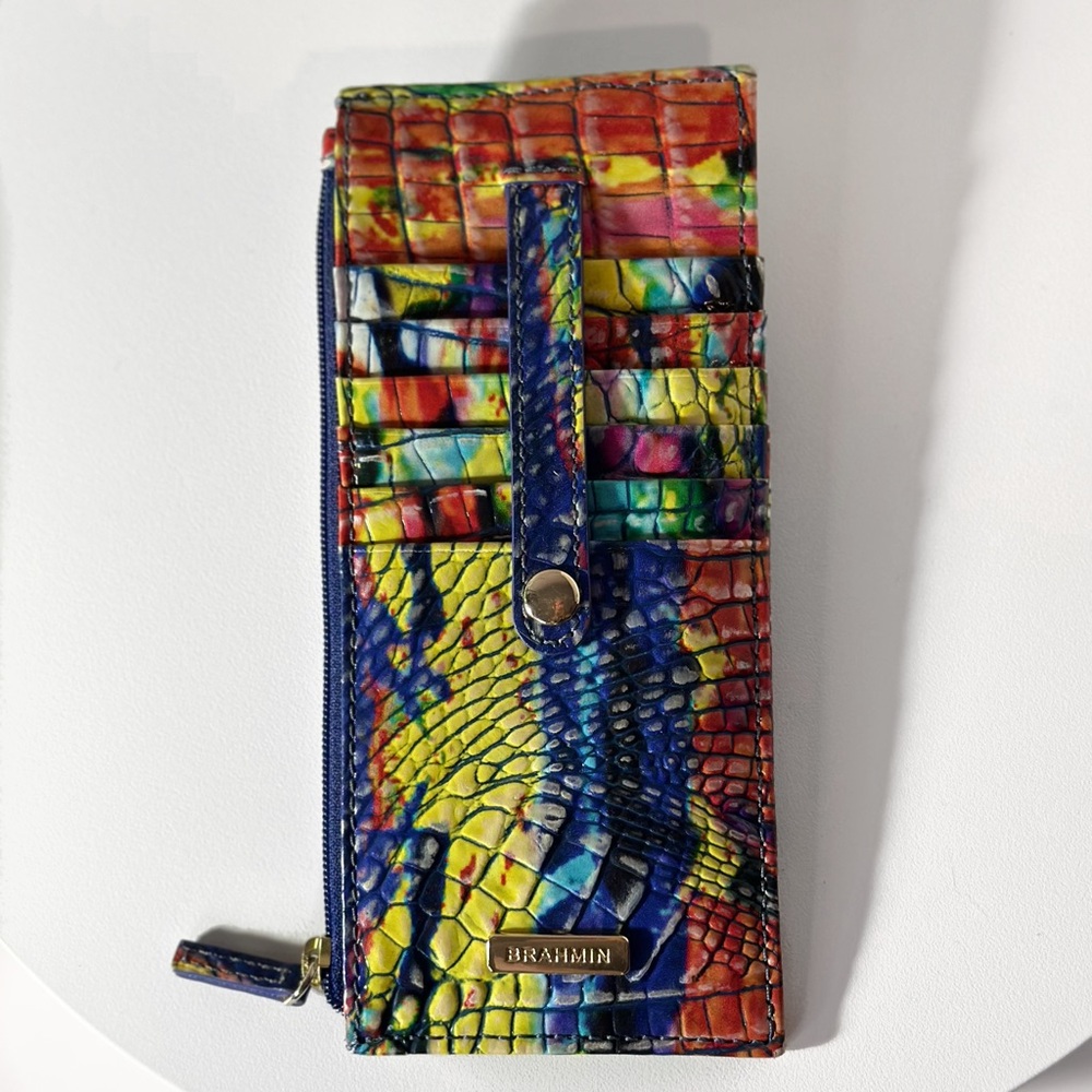 Brahmin RARE Energy Melbourne Multicolor Genuine Leather Credit Card Wallet 🌈 - Picture 4 of 8